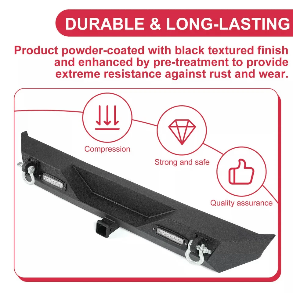 For 1987-2006 Jeep Wrangler TJ YJ Powder Coated Front & Rear Bumper w/ D-Rings - Image 3 of 4