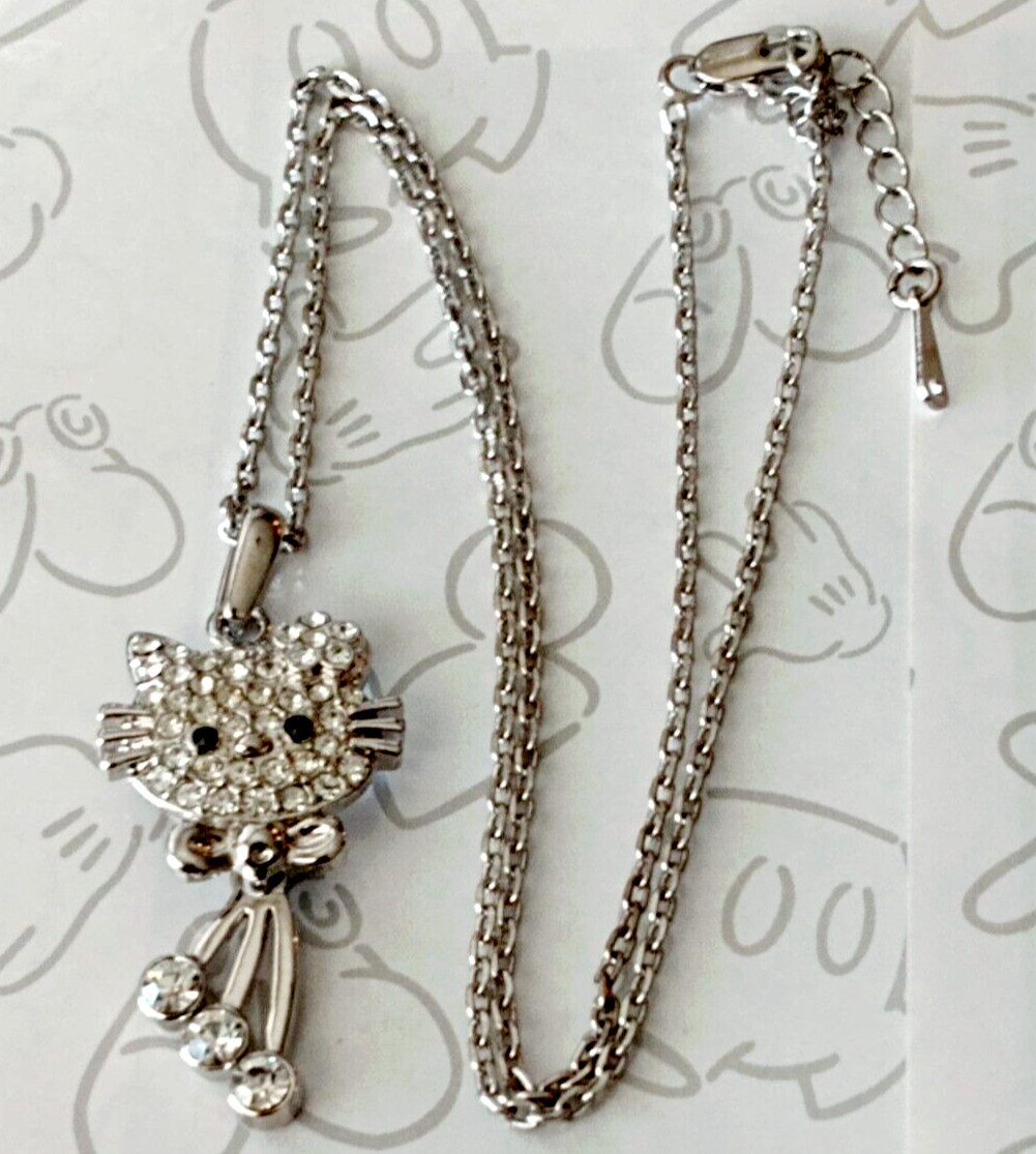 Hello Kitty Rhinestone 18k RGP Rolled Gold Plated Nec… - Gem