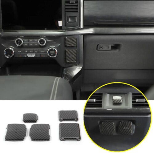For 21+ Ford F150 Carbon Fiber Front &Rear Power/USB Charging Socket Cover Trim - Picture 3 of 11