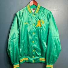 Vintage Oakland A's Satin SportsMaster Jacket Quilted Lining XL