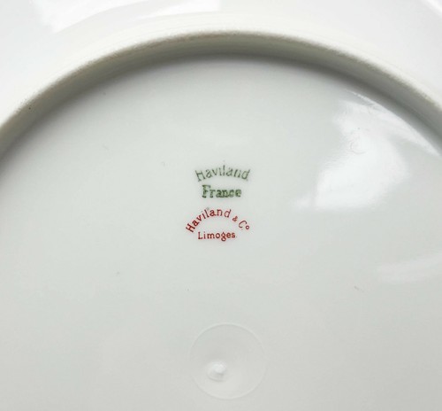 12 Haviland Limoges France Gilt Porcelain Dessert Plates Green Decoration c.1900 - Picture 4 of 6