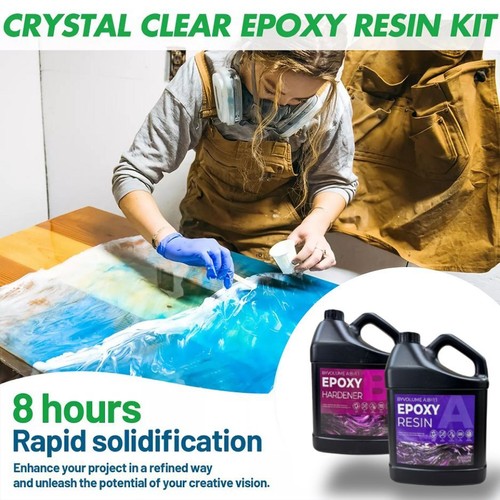 Crystal Clear Epoxy Resin -2 Gallons Kit -Food Safe 1:1 Fast Cure -Part A + B US - Picture 3 of 10