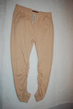 Mens TAN KNIT JOGGER PANTS Cinched Legs CARBON Elast Waist POCKETS Size XL