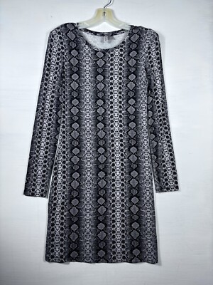Divided H&M Dress  Small with shoulder pads - Grey/Snakeskin-patterned