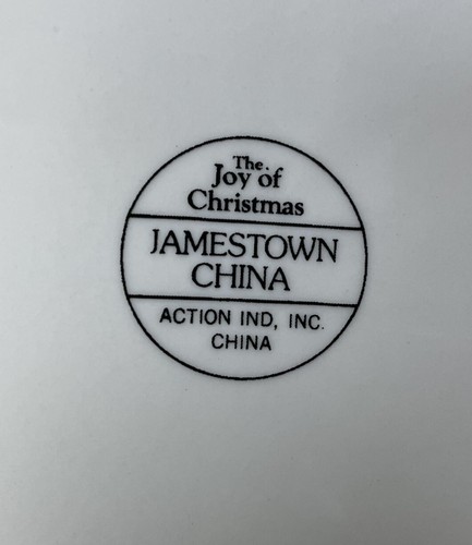 Jamestown China The Joy Of Christmas Set of 4 / 7-1/2" Salad Plates Red Trim - Picture 9 of 9