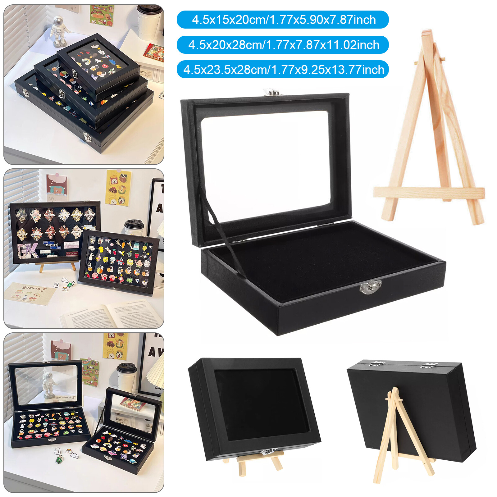 Enamel Pin Display Frame Shadow Box Storage Box for Medal Jewelry Pin Badge