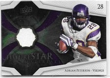ADRIAN PETERSON 2008 UD ICONS FUTURE STAR MATERIALS GAME USED JERSEY