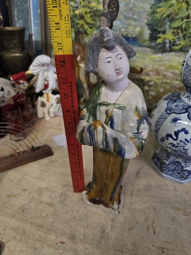 Chinese Tang San Cai Style Pottery Glazed Woman Statue - Picture 2 of 10