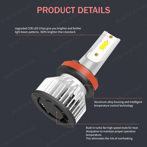 For Nissan Kicks 2017-2021 Front LED Headlight High&Low +Fog Light Bulbs Combo - Foto 10 di 18