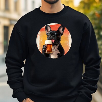 Bulldog Drinking Beer Sweatshirt Cosy and Perfect for Any Occasion S to 4XL