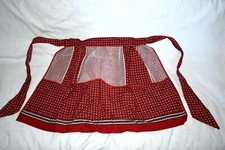 Vintage Gingham Girl APRON Mid Century Cotton Red White NEW