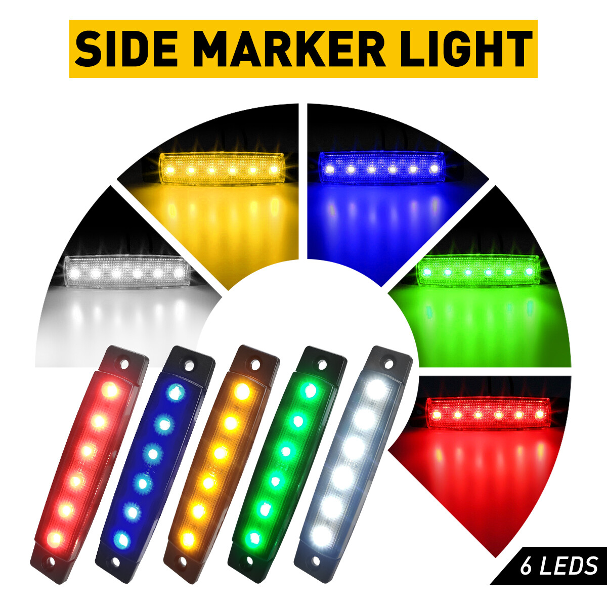 6-LED Clearance Side Marker Light for Trailers Boats Caravans UTE ATV Durable