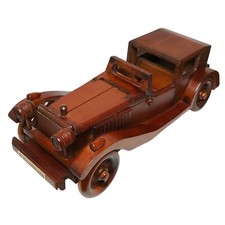 1927 Bugatti 41 Royale Classic Car Wooden Model with Cigarette Storage - Vintage