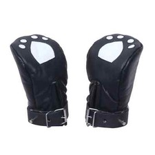 Leather Gloves Padded Mitts Slave Bondage Fist Mitts Roleplay BDSM