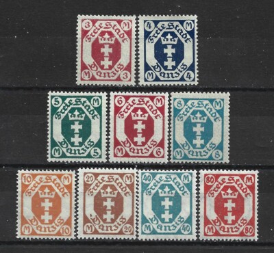 DANZIG 1922. Beautiful series 9 stamp** new.   (8816)