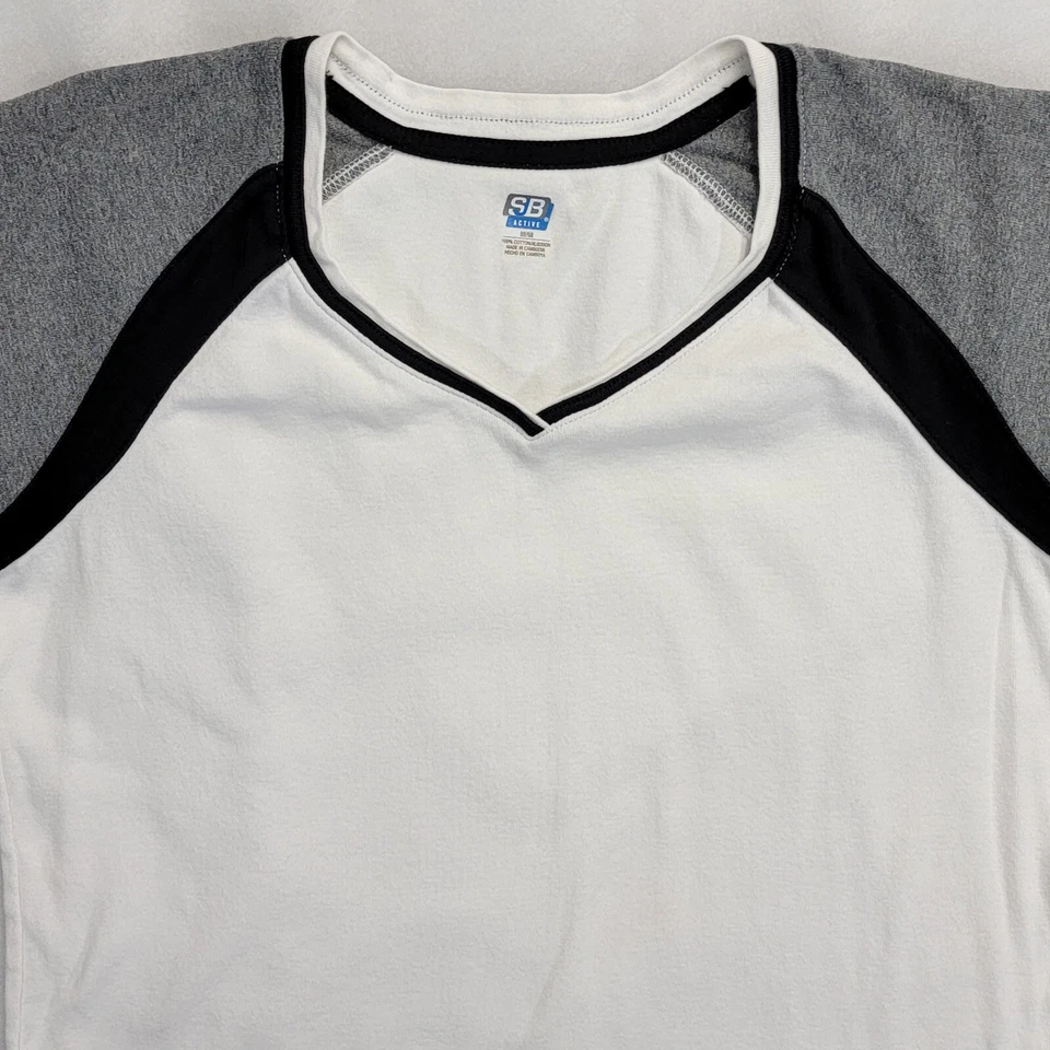 St. Johns Bay SJB активный женщин реглан рукав футболка размер M белый серый черный - Изображение 3 из 4