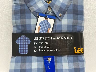 Lee Men's Short Sleeve Stretch Woven Shirt w/ Breathable Fabric, Super Soft