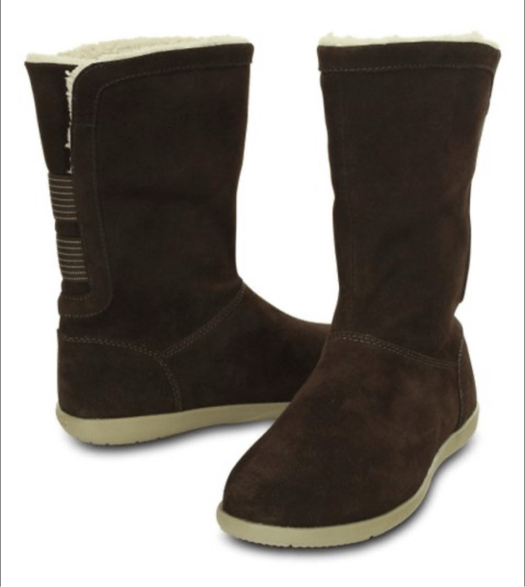 Crocs Women's Adela Fuzz Snow Boot Mahogany Khaki Size 6 NWT