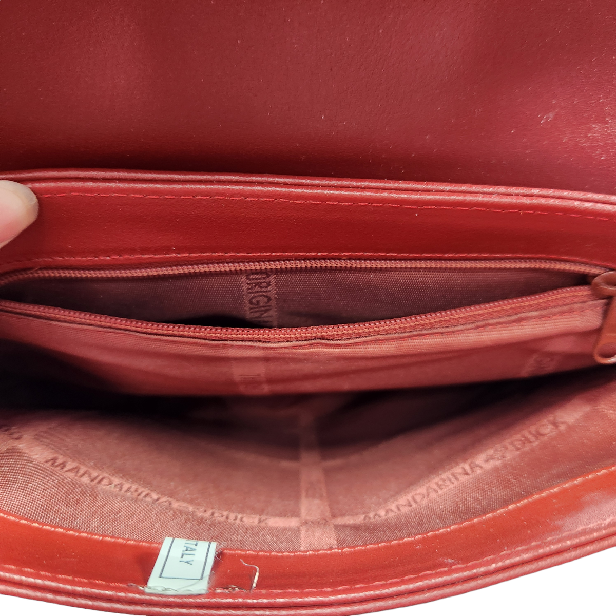 Vintage Mandarina Duck Red Leather Mini Backpack Purse Bag  display picture 2
