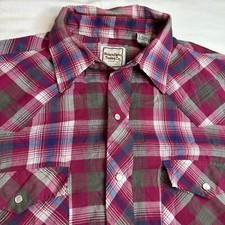 VTG Western Plains Trading Co. Men s Large Short Sleeve Pearl Snap Shirt Western