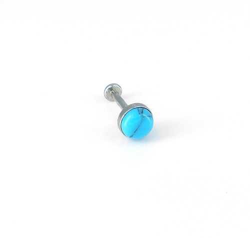 18G Turquoise Triple Helix Cartilage Threadless Push Pin Earrings 2,3,4mm Stud - Picture 4 of 17