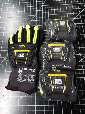 Ansell Ringers  Nitrile Half-Dipped Anti-Impact Gloves R-840 Size 9 L  Lot of 4