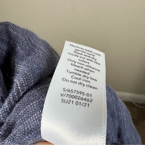 Athleta Womens Cabo 100% Linen Textured 4” Shorts Lightweight Plus Size 18 Blue - Picture 7 of 7