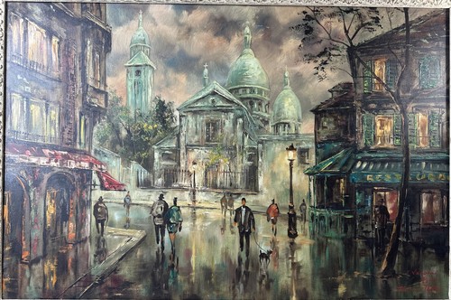 F. Narboni Paris “Placed Tetre” Signed Oil Painting 31x43” - Picture 2 of 4