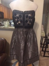 Urban Outfitters Staring at Stars Silver & Gray Metallic Strapless Dress Size 10