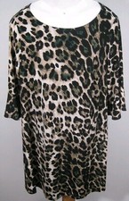 JESSICA HOWARD Slip On Dress Womens 18  Plus Animal Leopard 3/4 Ruffle Sleeves 