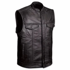  Men's Soa  Soft Leather Motorcycle Biker Vest (concealed carry for firearms)