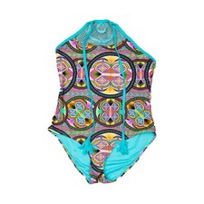 YMI Girls Lined Crochet One Piece Swimsuit Multicolor Size 14 3704