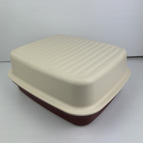 Vintage Tupperware Burgundy Large Bread Storage Container Retro 1469 & 1470 - Foto 7 di 18