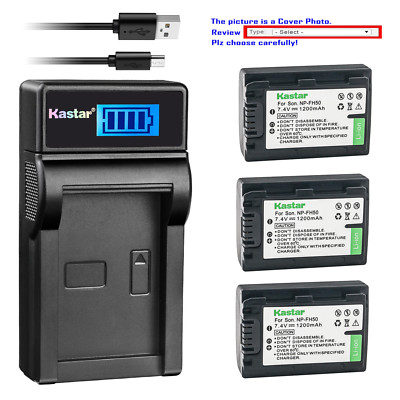 Kastar LCD Charger Battery for Sony NP-FH50 & Sony HDR-SR200 HDR-SR220 HDR-SR30