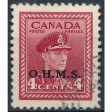 Official KGVI War Effort optd OHMS: 4c - Canada 1949 - FH - SG O165