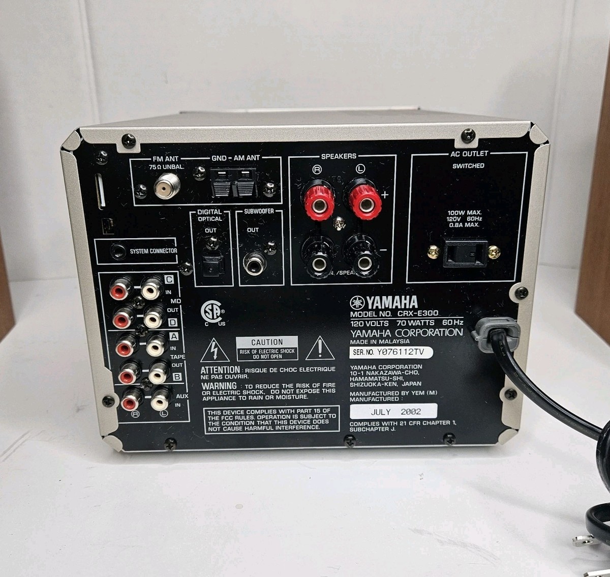 Yamaha Natural Sound CD Receiver CRX-E300 W/Speakers* / Remote