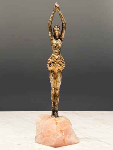 1970's Silvio Gazzaniga Ballerina Modernist Sterling Silver Gilt Art Statue .800