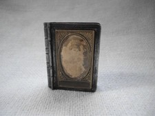ANTIQUE RELIGIOUS RELIQUARY METAL BOOK SHAPED PRECIOUS KEEPSAKE BOX MINIATURE
