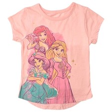 Disney Girls Pink Short Sleeve Princess Ariel Jasmine Aurora T-Shirt Tee Shirt 5