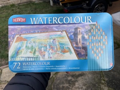 DERWENT WATERCOLOR PENCILS   NEW SHRINK WRAPPED UNOPENED SET OF 72 IN METAL CASE