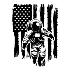 Distressed American Flag Astronaut Space NASA Patriot USA Decal Sticker