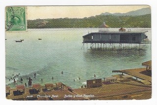 Peru 1909 Postcard "Chorrillos Baños y Club Regatas" Polack Scarce Card!