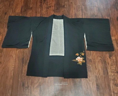 Japanischer Kimono reine Seide Haori mit einem Stich und genäht traditionelle Handarbeit - Bild 3 von 10