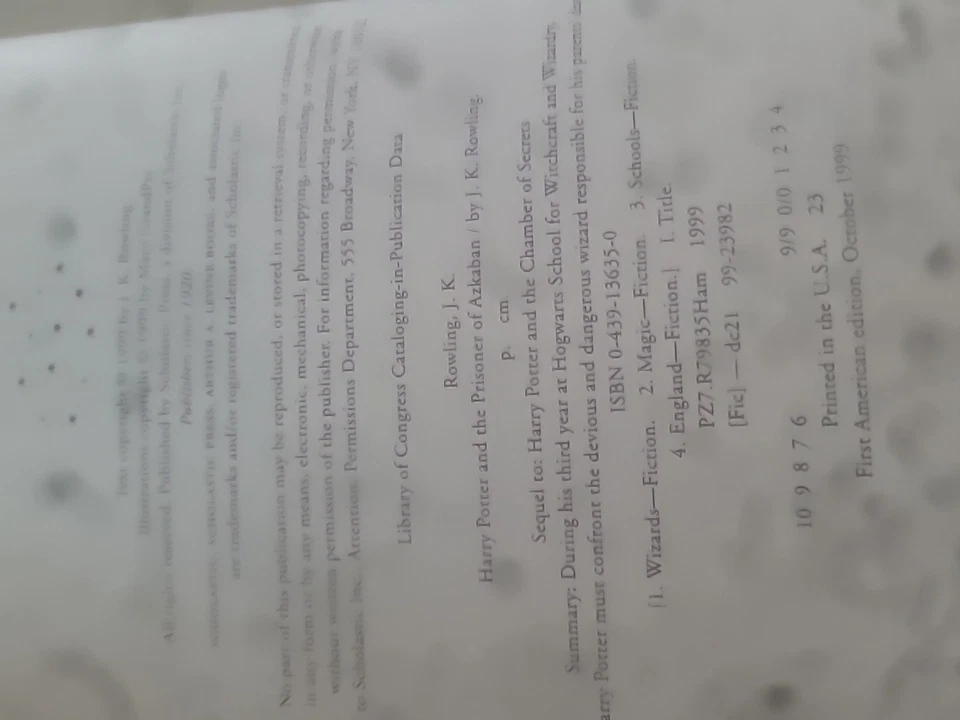 1999-Harry Potter and the Prisoner of Azkaban, 1st Edition/1st Print, Hardcover - Image 3 of 3