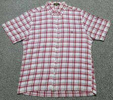Aertex Shirt Mens Button Up Short Sleeve Size XL Red Checkered Casual