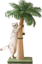 40'' Tall Cat Scratching Post Cat Tree, Curved Design Cat Scratcher Post with 3