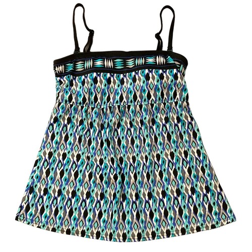 24th & Ocean Tankini Schwimmoberteil Medium türkis & blau IKAT Style TF4PB83 Strand Pool