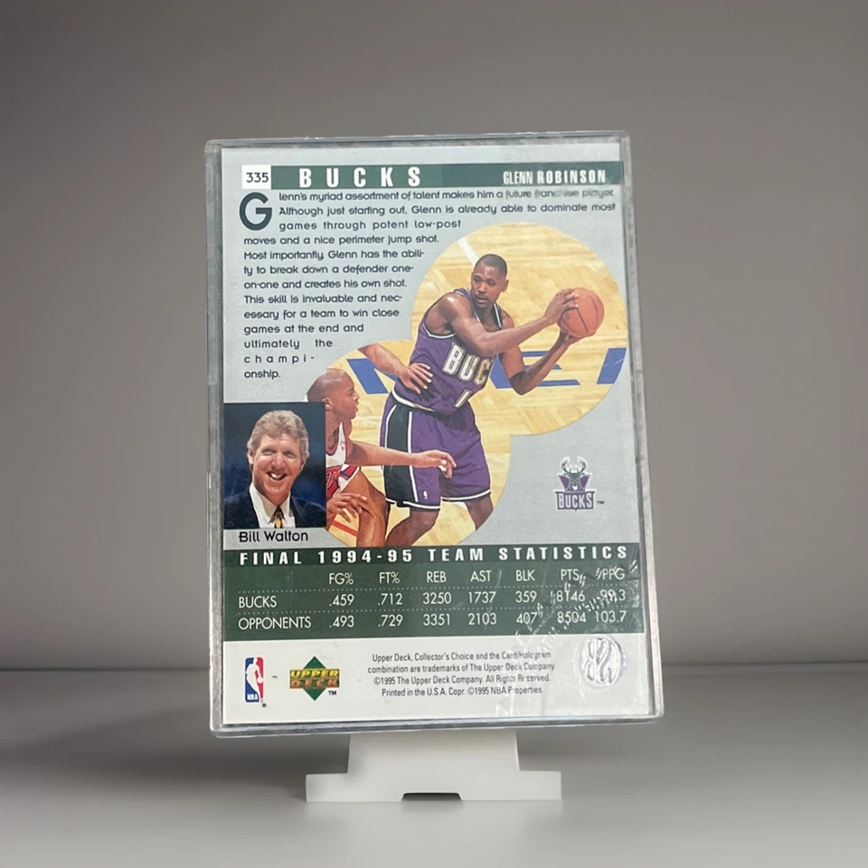 On Card Auto ! 1995-96 Collector's Choice #335 Glenn Robinson - Image 2 of 2