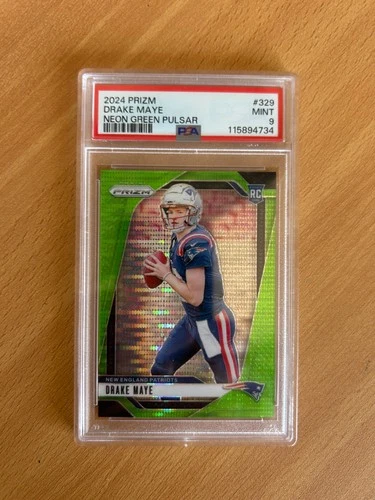 2024 Panini Prizm - Rookies Drake Maye #329 Neon Green Pulsar Prizm (RC)