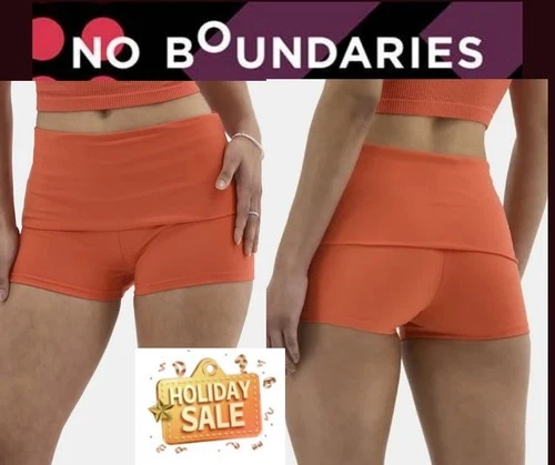 No Boundaries SIZE S-4-6 Foldover Shorts, 2.25” Inseam, Women's ORANGE - Picture 1 of 20